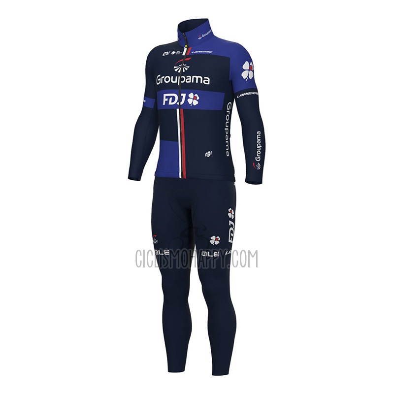 Groupama FDJ Cycling Jersey Bib Tight 2023 Long Sleeve Purple